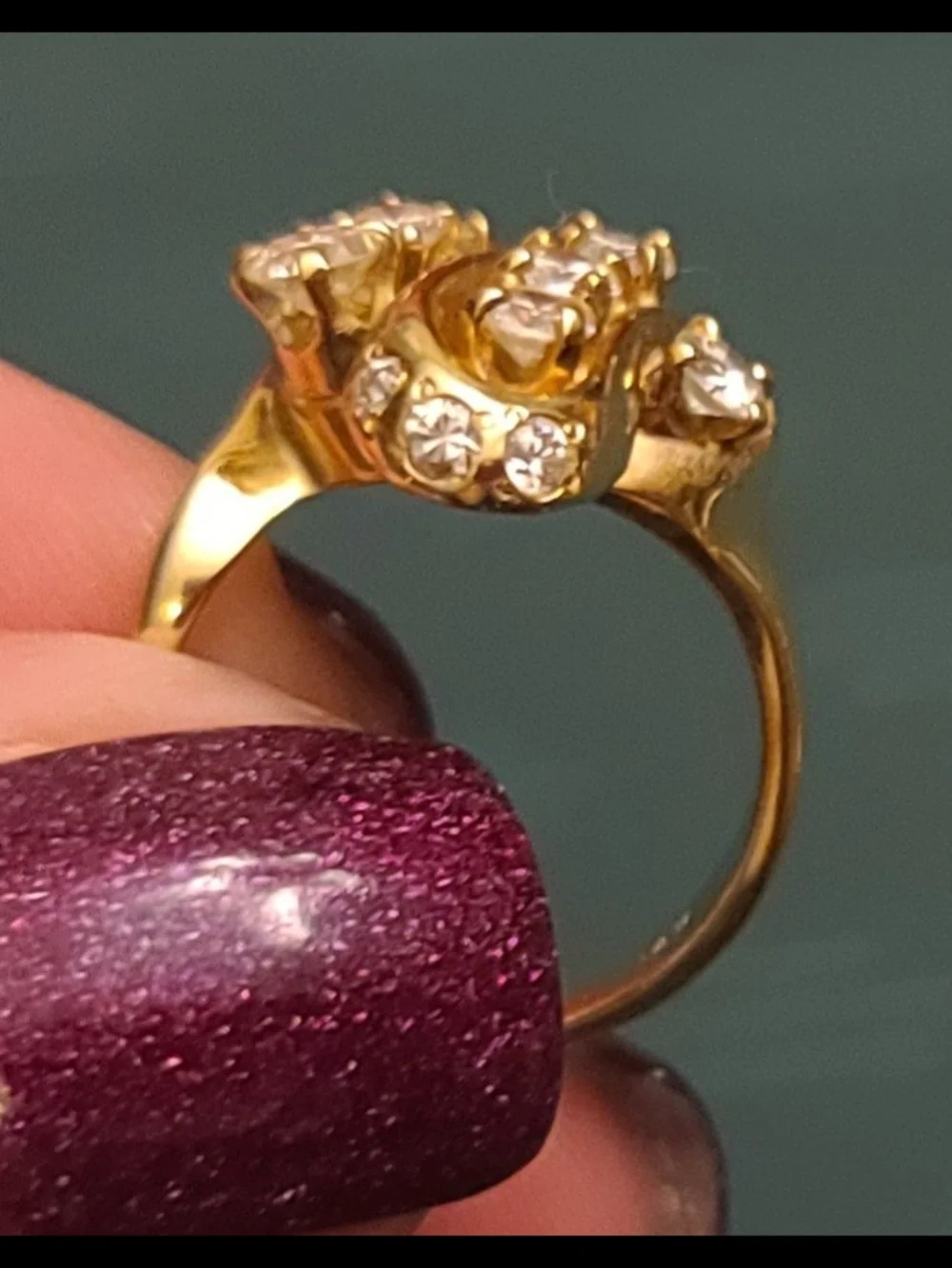 Stunning Custom Made 14K Gold And Diamond Swirl Ring! Size 6